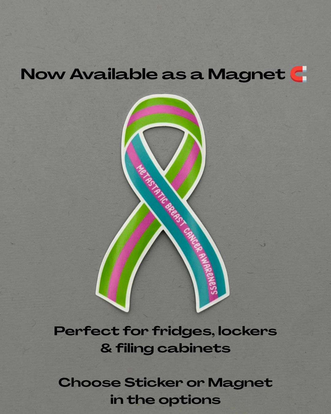 Metastatic Breast Cancer Awareness Ribbon Sticker or Magnet