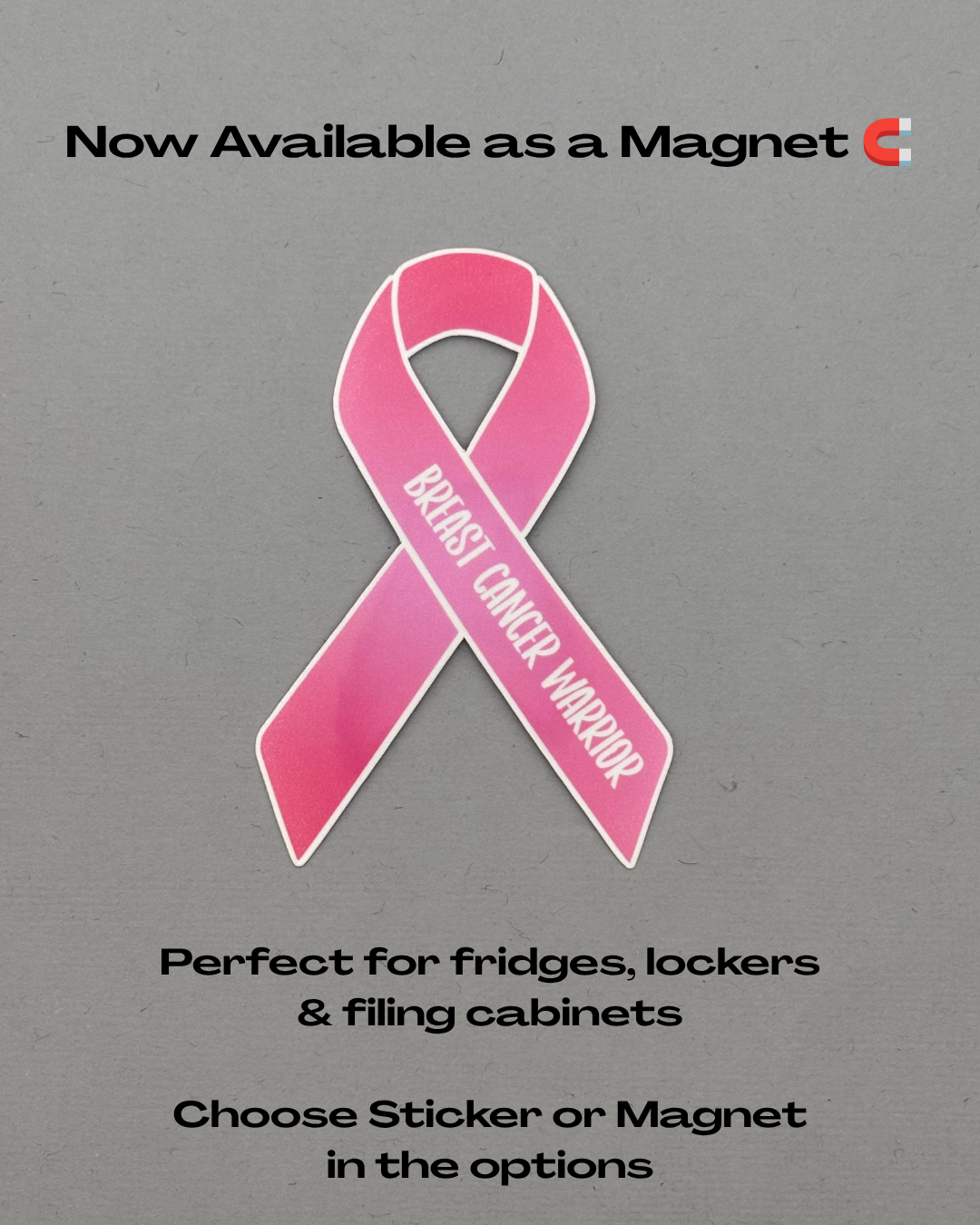 Breast Cancer Warrior Ribbon Sticker or Magnet