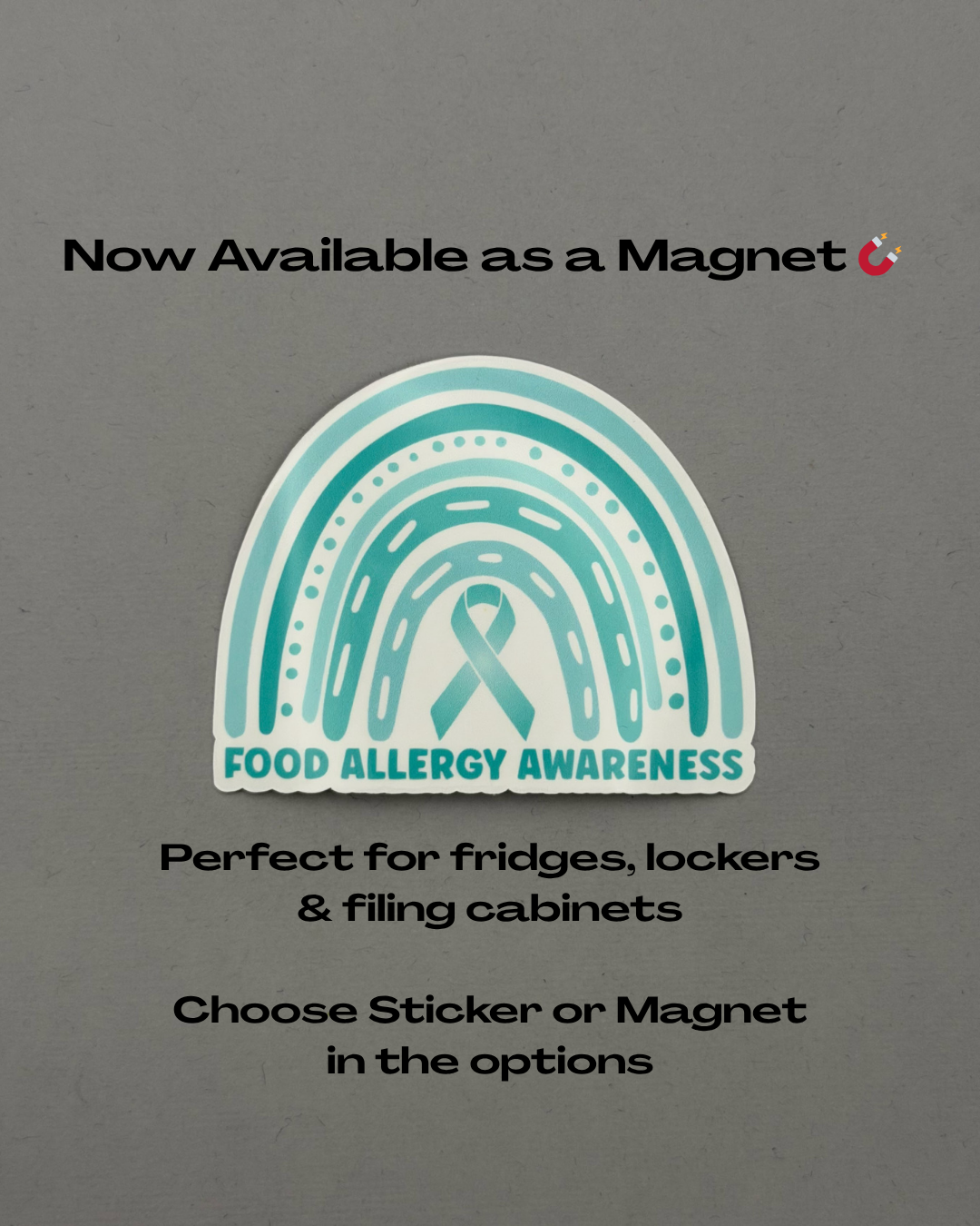 Food Allergy Awareness Rainbow Sticker or Magnet
