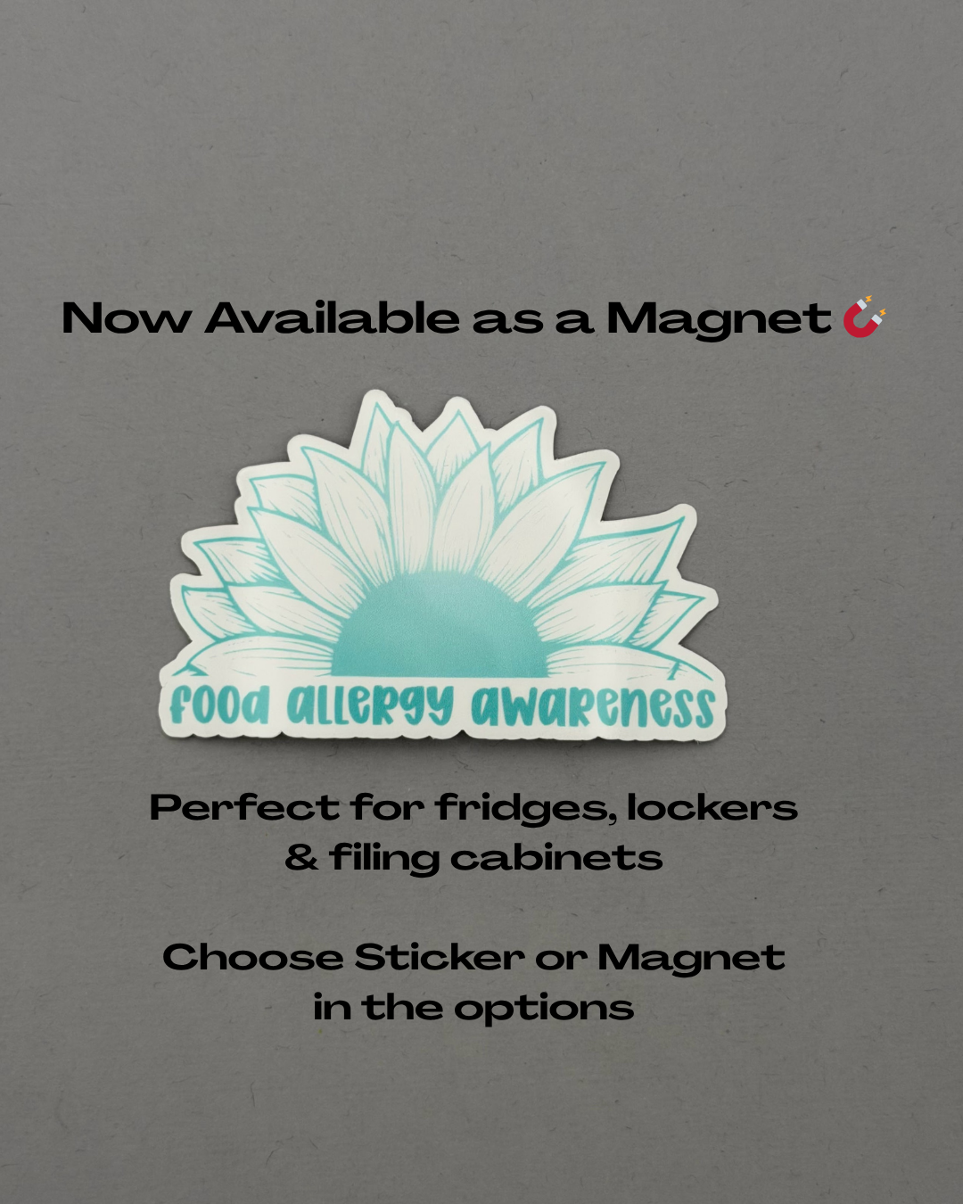 Food Allergy Awareness Sunflower Sticker or Magnet