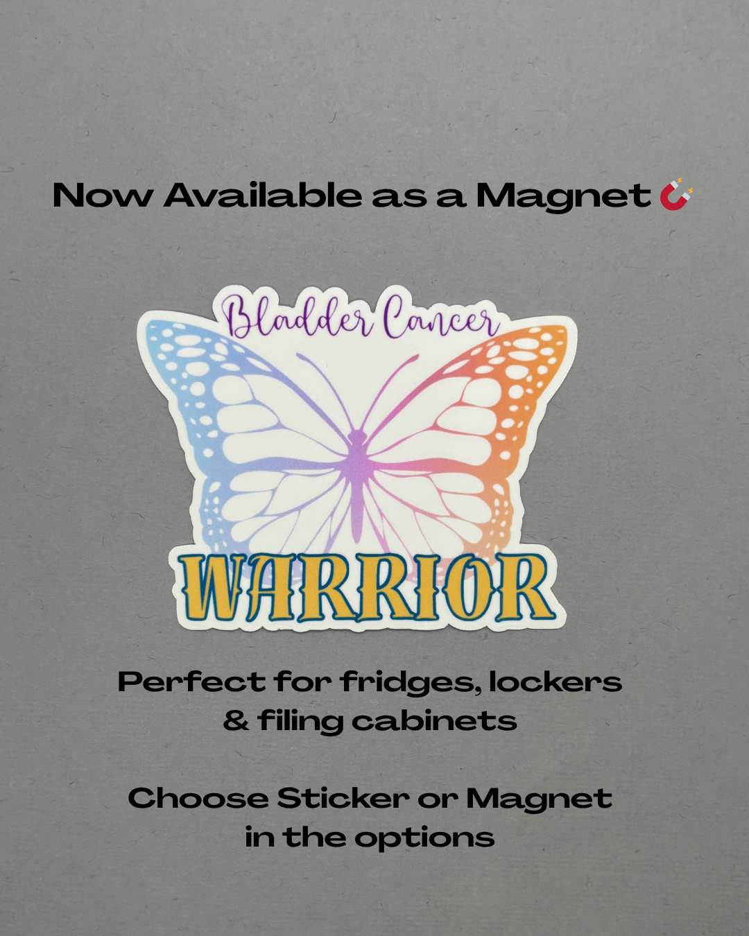 Bladder Cancer Warrior Butterfly Sticker or Magnet