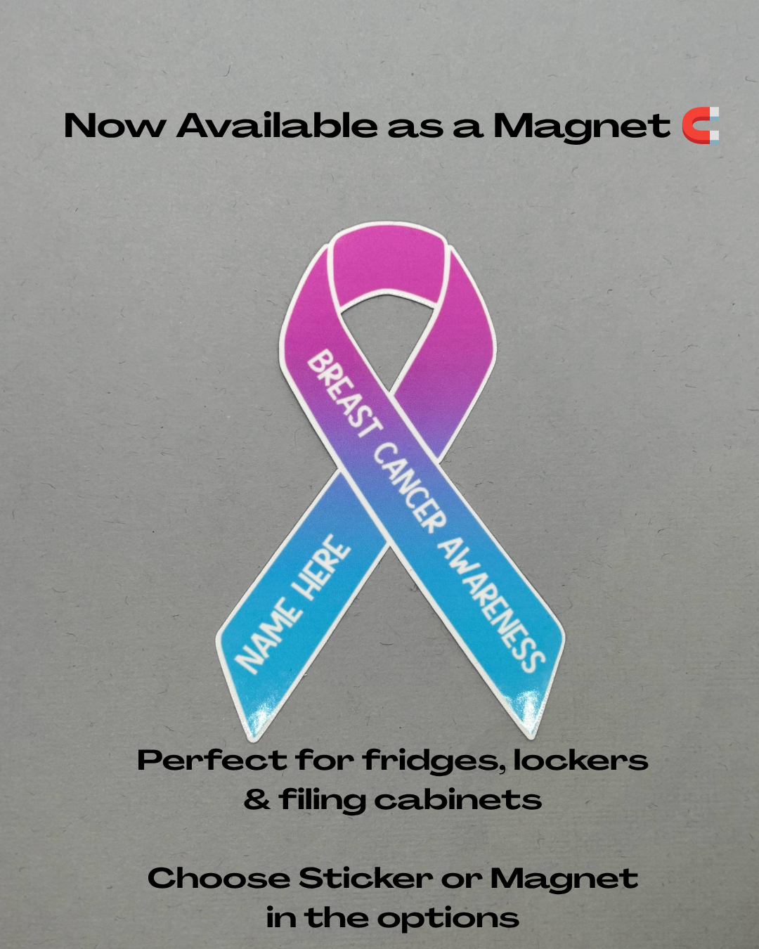 Male Breast Cancer Awareness Custom Ribbon Sticker or Magnet