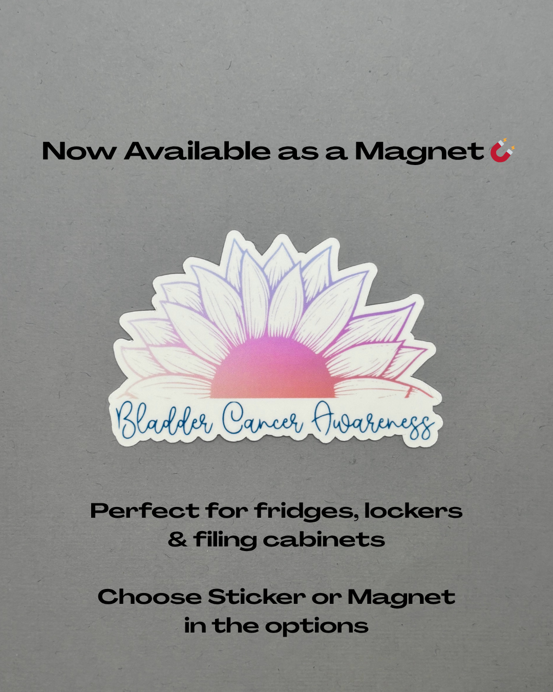 Bladder Cancer Awareness Sunflower Sticker or Magnet