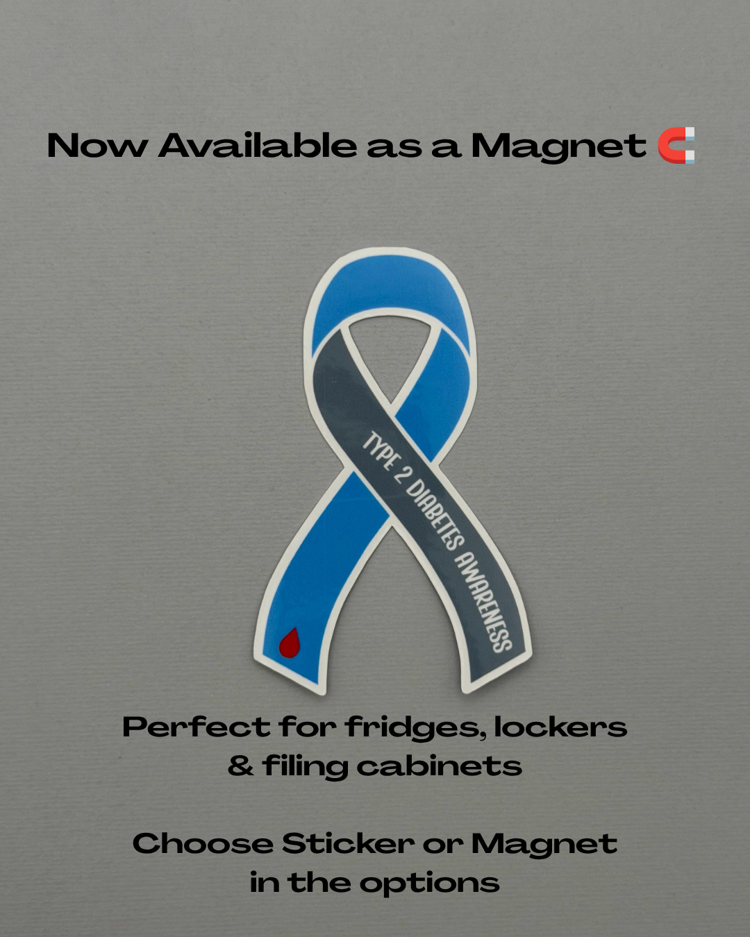 Type 2 Diabetes Awareness Ribbon Sticker or Magnet