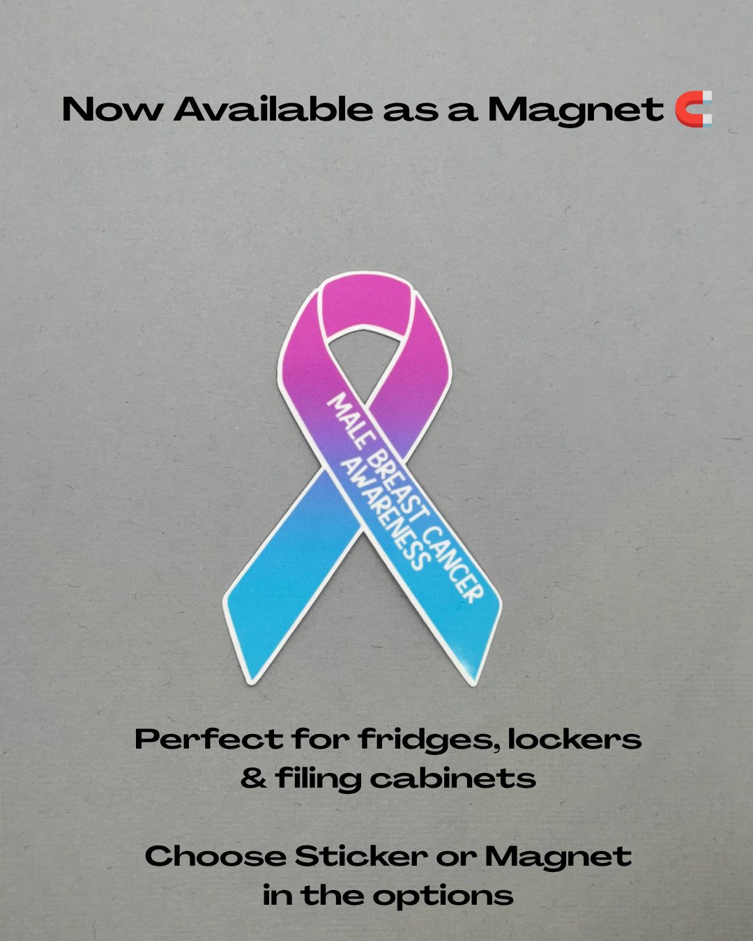 Male Breast Cancer Awareness Ribbon Sticker or Magnet