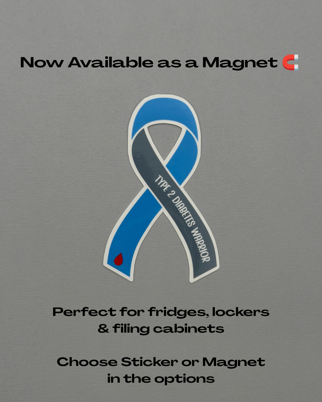 Type 2 Diabetes Warrior Ribbon Sticker or Magnet