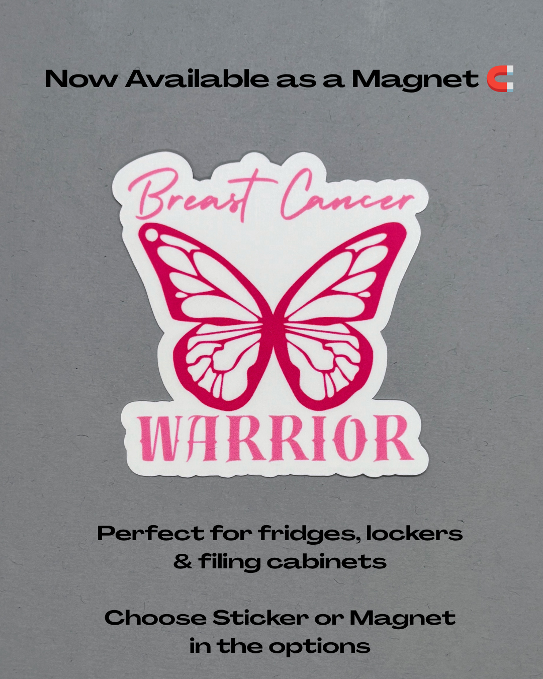 Breast Cancer Warrior Butterfly Sticker or Magnet