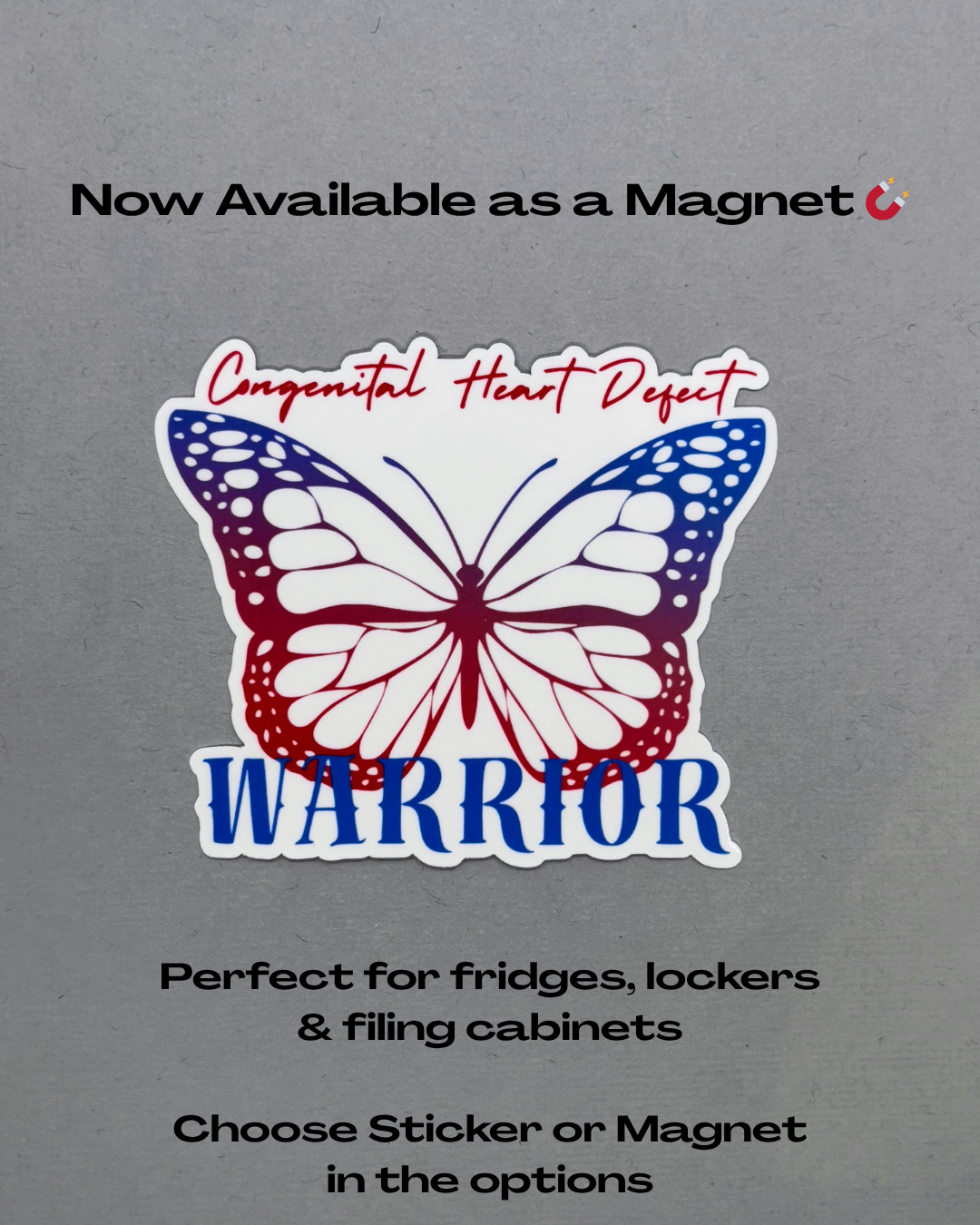 Congenital Heart Defect Warrior Butterfly Sticker or Magnet