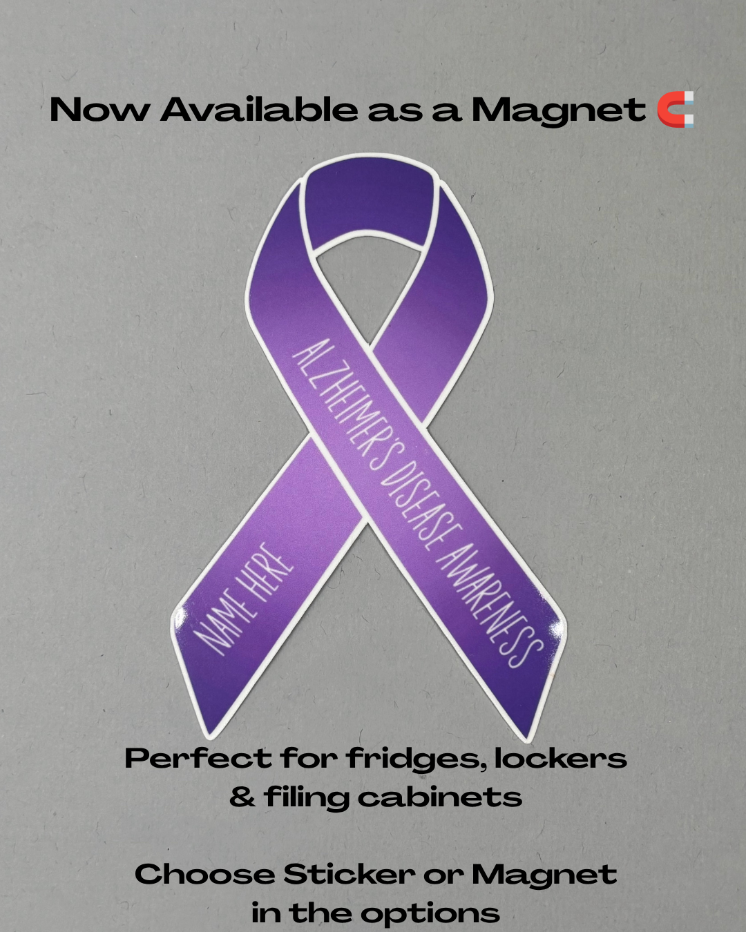 Alzheimer's Disease Awareness Custom Ribbon Sticker or Magnet