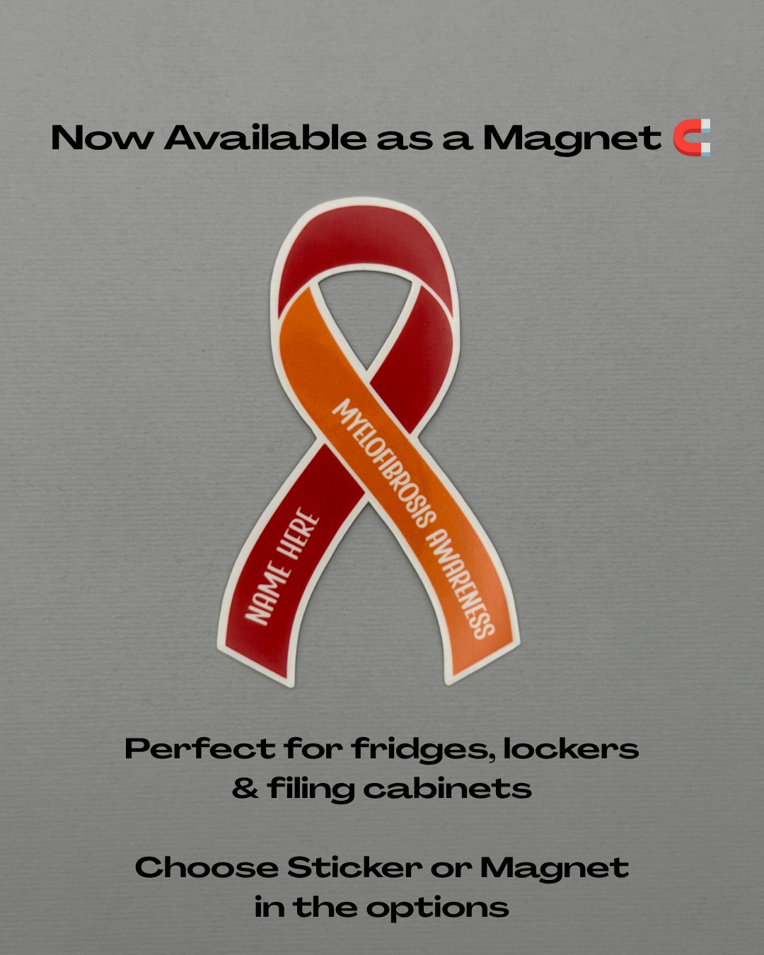 Myelofibrosis Awareness Custom Ribbon Sticker or Magnet | MF