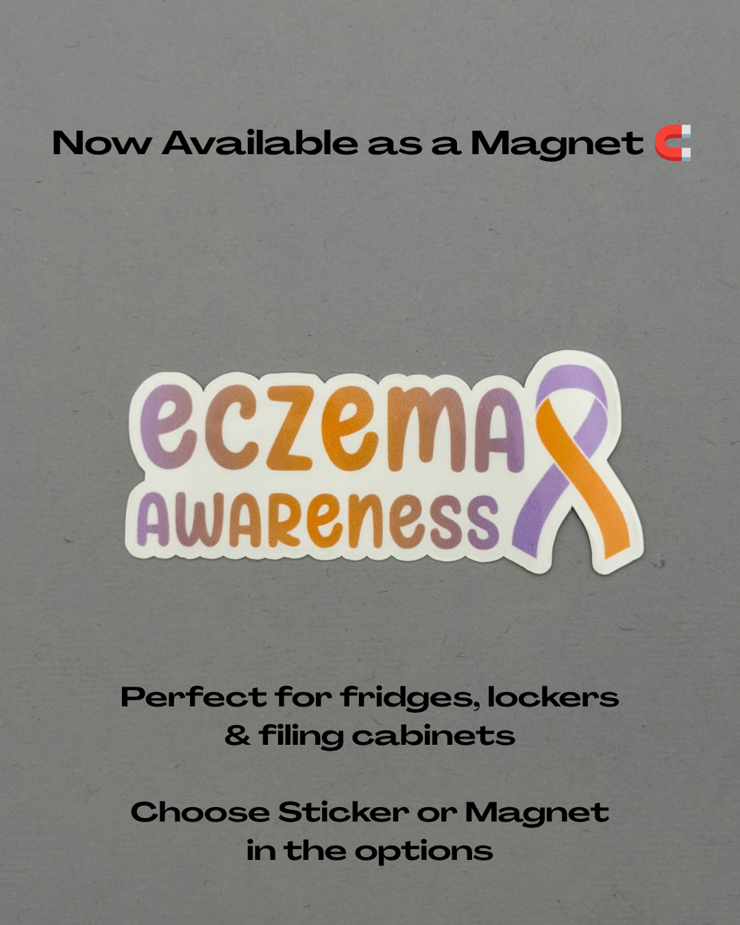 Eczema Awareness with Ribbon Sticker or Magnet