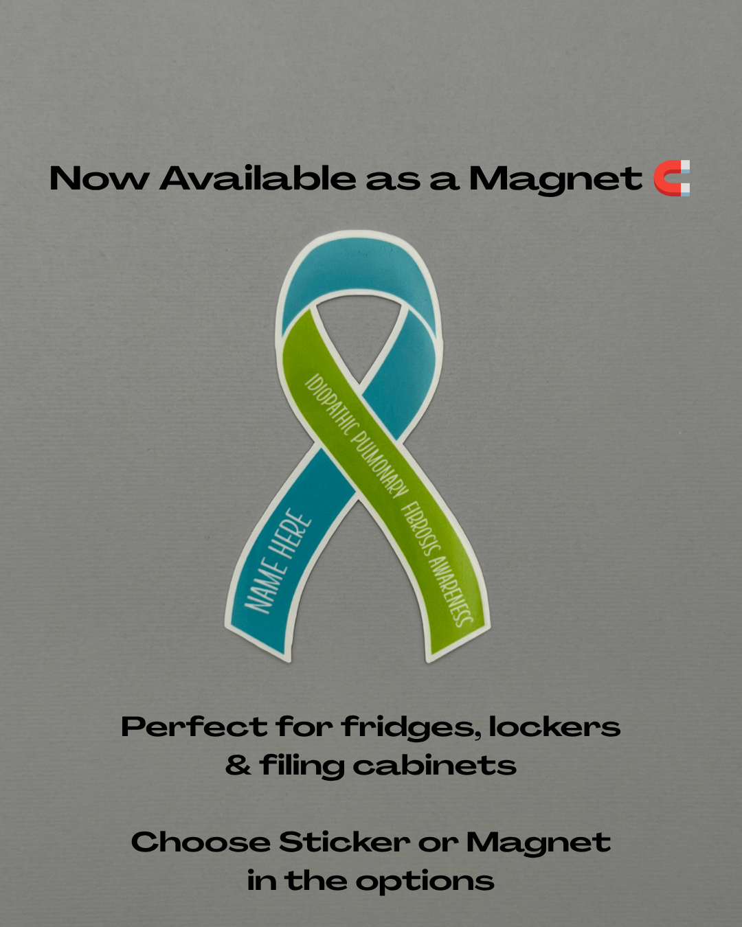 Idiopathic Pulmonary Fibrosis Awareness Custom Ribbon Sticker or Magnet