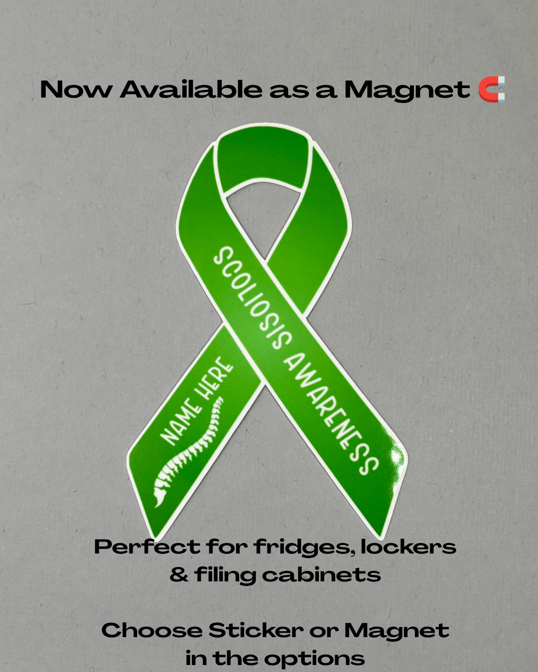 Scoliosis Awareness Custom Ribbon Sticker or Magnet
