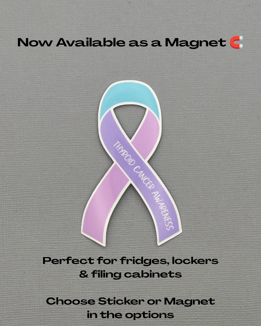 Thyroid Cancer Awareness Ribbon Sticker or Magnet