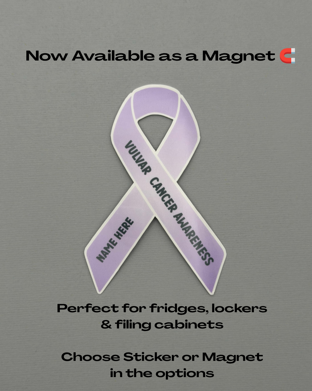 Vulvar Cancer Awareness Custom Ribbon Sticker or Magnet