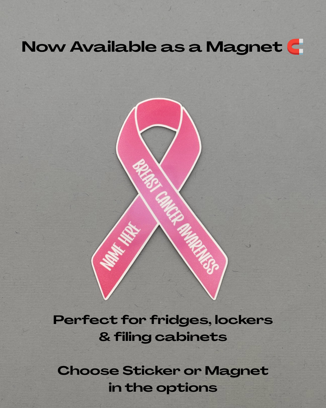 Breast Cancer Awareness Custom Ribbon Sticker or Magnet