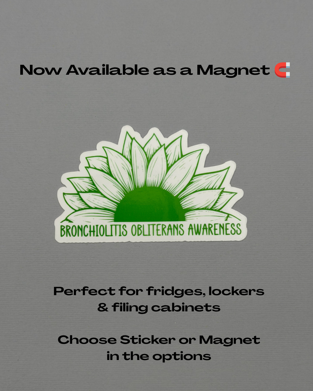 Bronchiolitis Obliterans Awareness Sunflower Sticker or Magnet