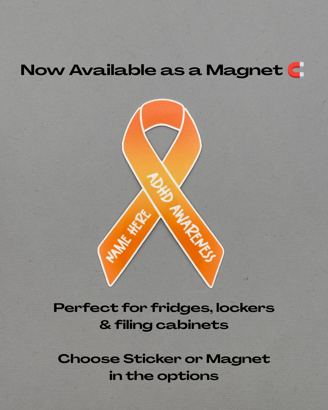 ADHD Awareness Custom Ribbon Sticker or Magnet