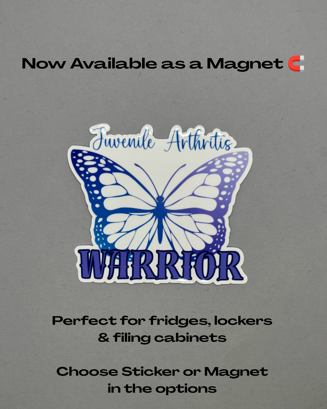 Juvenile Arthritis Warrior Butterfly Sticker or Magnet