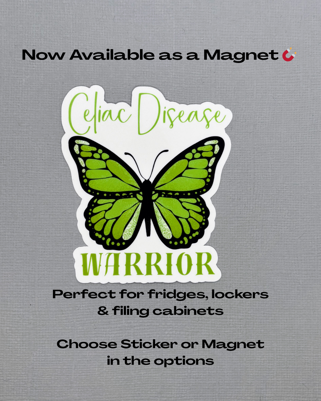 Celiac Disease Warrior Butterfly Sticker or Magnet
