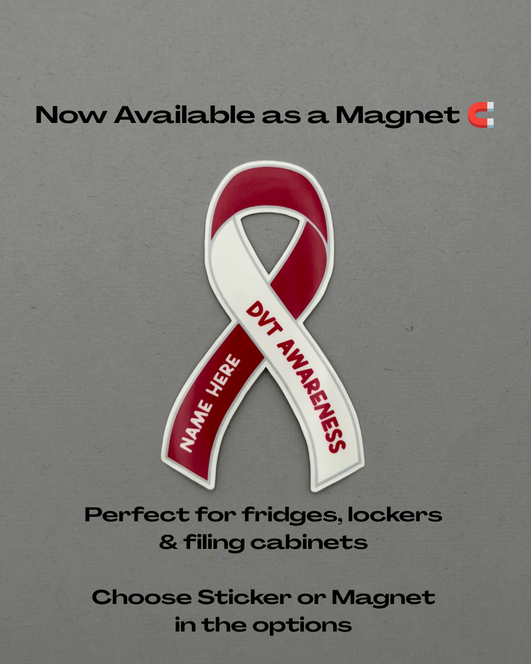 DVT Awareness Custom Ribbon Sticker or Magnet | Deep Vein Thrombosis