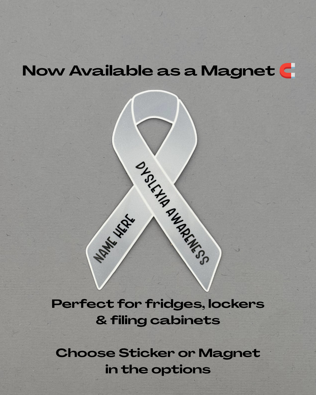 Dyslexia Awareness Custom Ribbon Sticker or Magnet