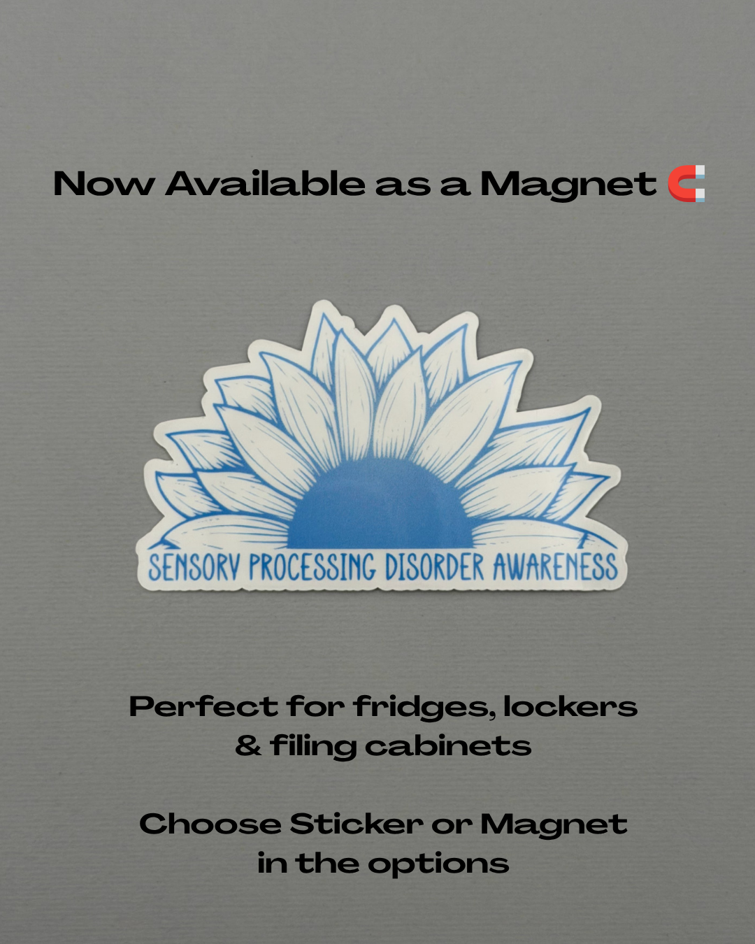 Sensory Processing Disorder Awareness Sunflower Sticker or Magnet | SPD