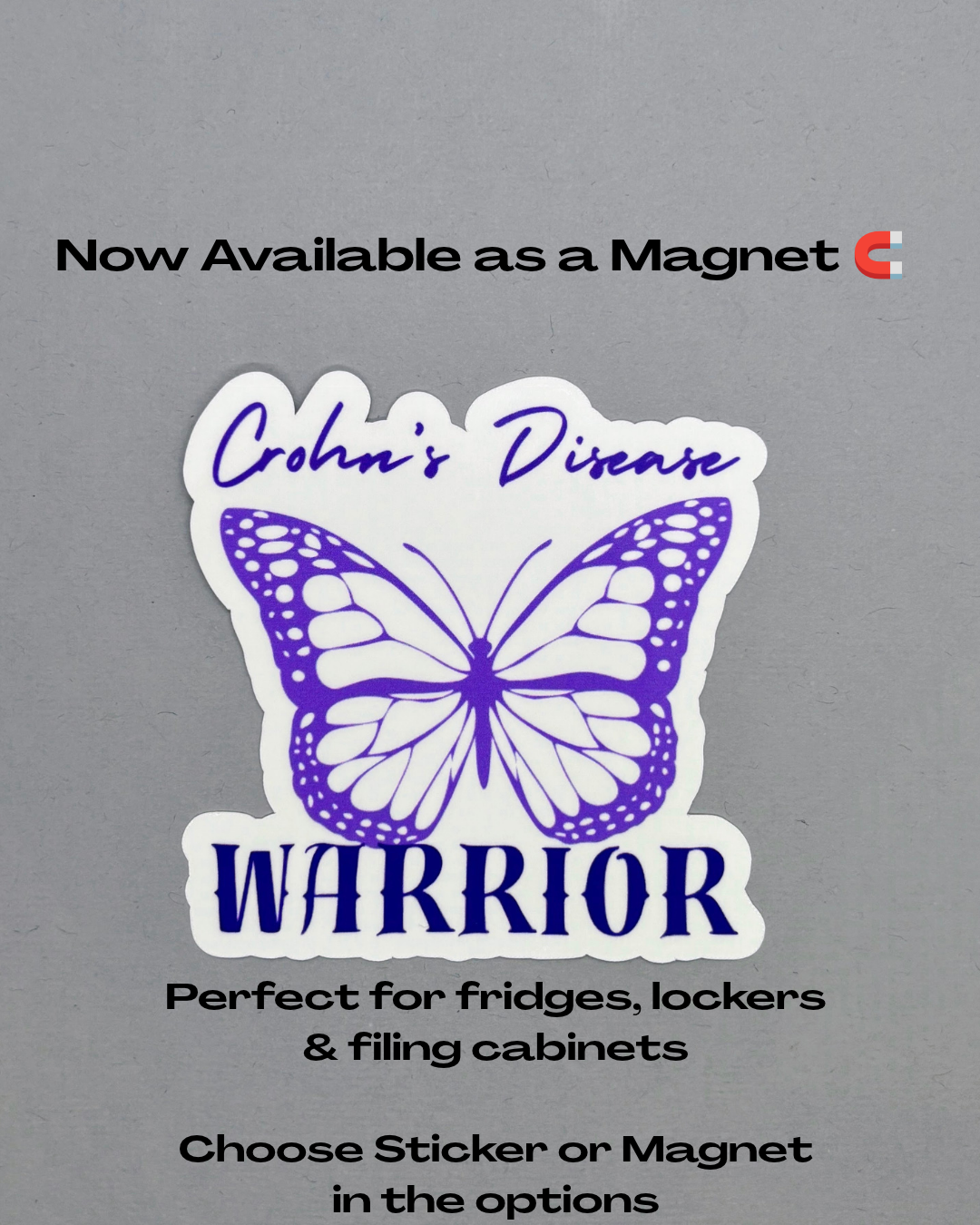Crohn's Disease Warrior Butterfly Sticker or Magnet