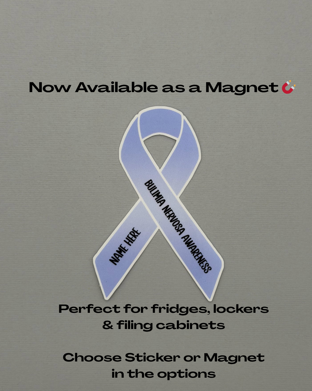 Bulimia Nervosa Awareness Custom Ribbon Sticker or Magnet