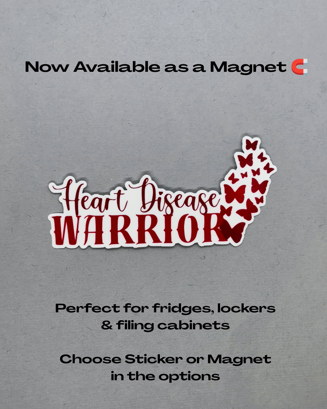 Heart Disease Warrior with Butterflies Sticker or Magnet