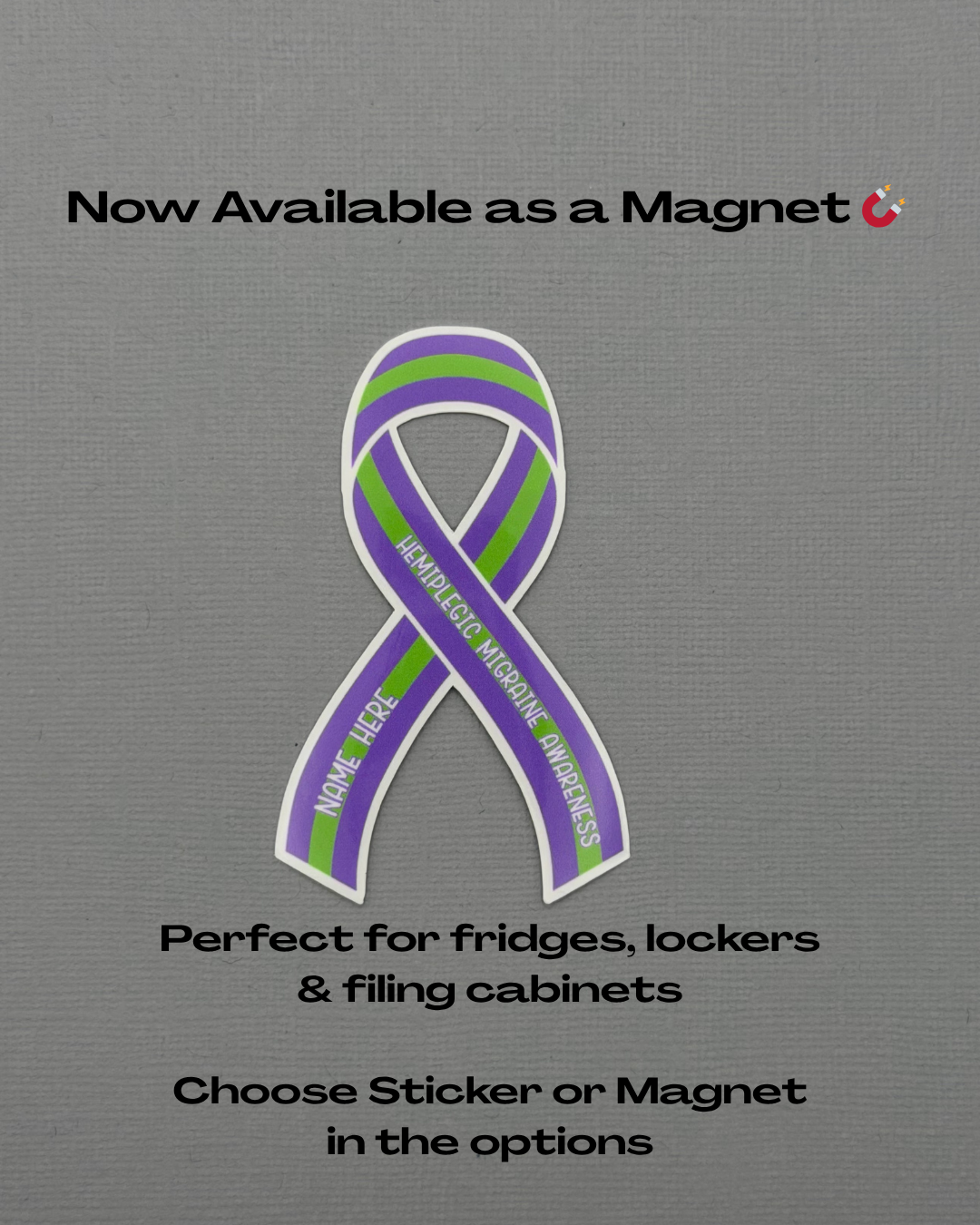 Hemiplegic Migraine Awareness Custom Ribbon Sticker or Magnet