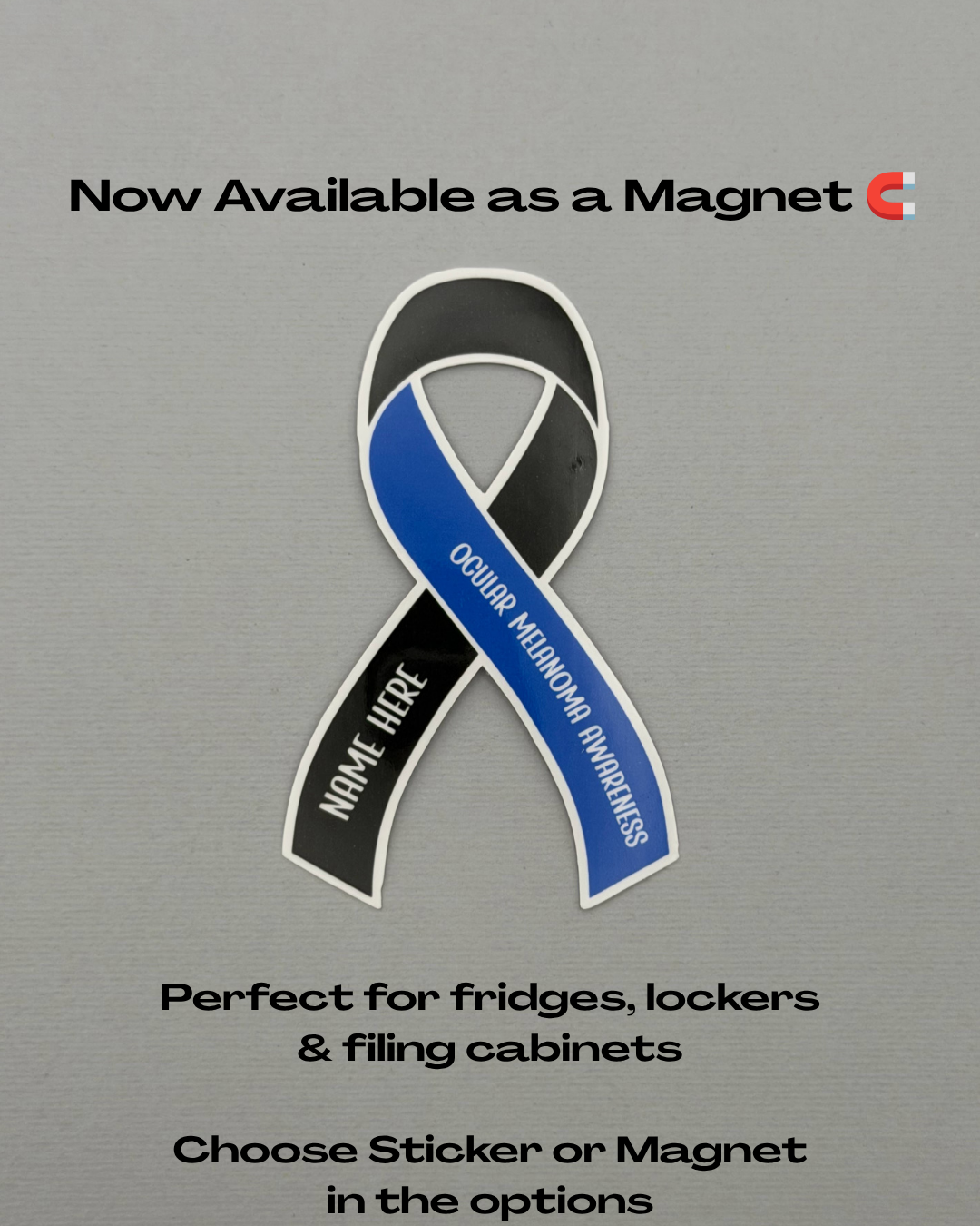 Ocular Melanoma Awareness Custom Ribbon Sticker or Magnet