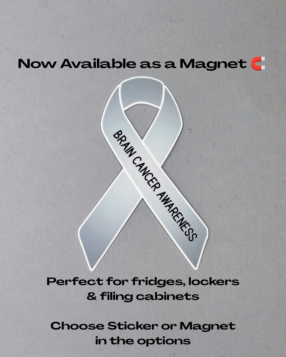 Brain Cancer Awareness Ribbon Sticker or Magnet