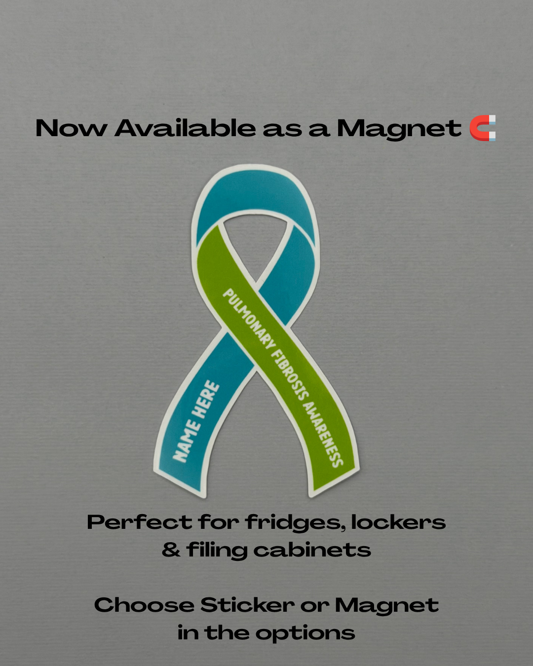 Pulmonary Fibrosis Warrior Custom Ribbon Sticker or Magnet