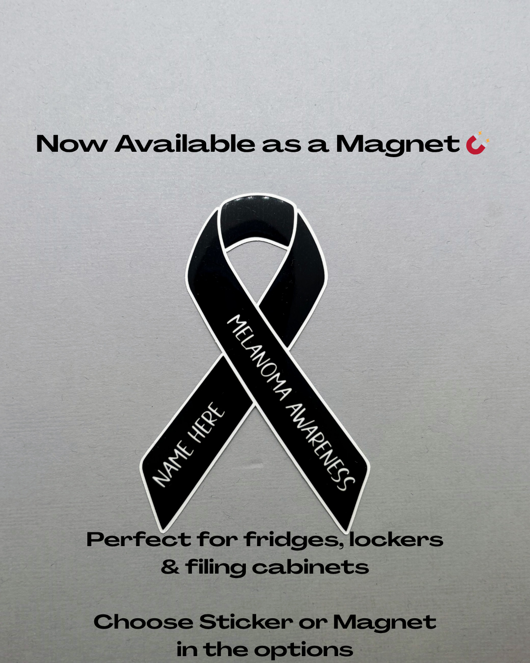 Melanoma Awareness Custom Ribbon Sticker or Magnet