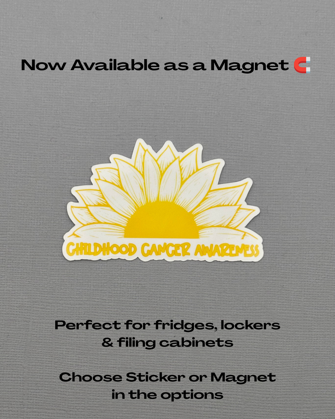 Childhood Cancer Awareness Sunflower Sticker or Magnet