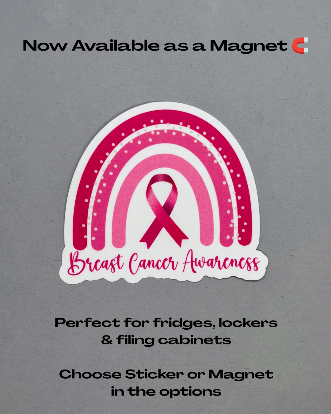 Breast Cancer Awareness Rainbow Sticker or Magnet