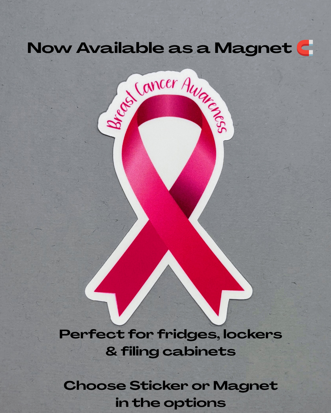 Breast Cancer Awareness Ribbon Sticker or Magnet