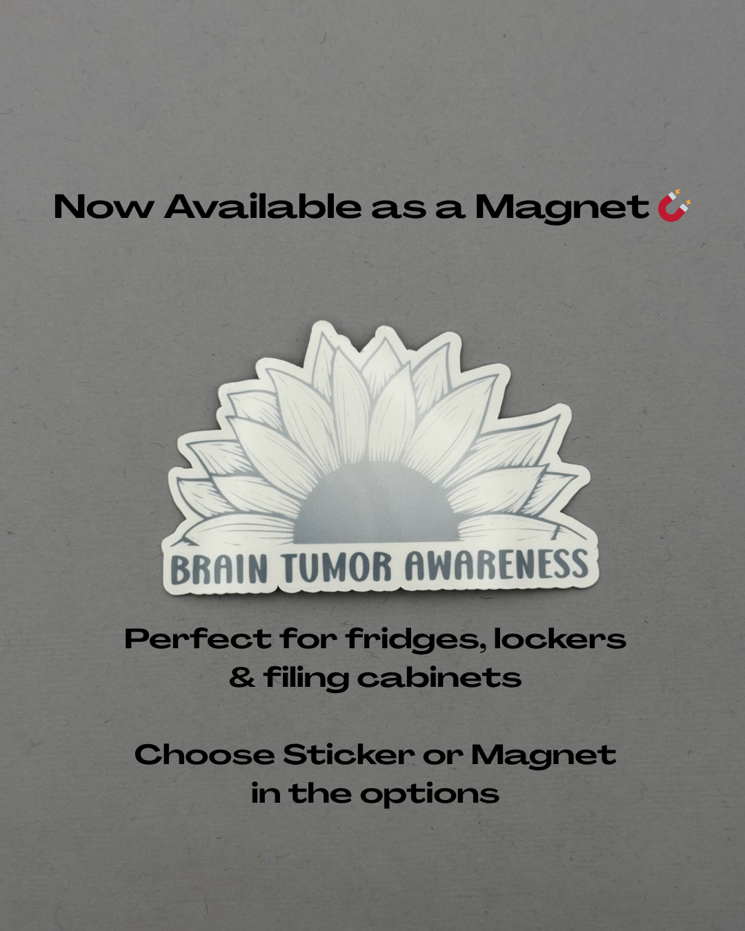 Brain Tumor Awareness Sunflower Sticker or Magnet