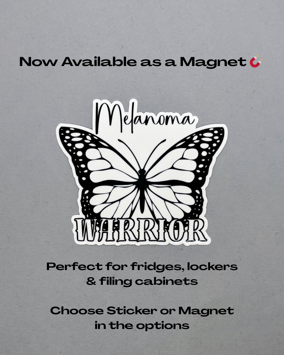 Melanoma Warrior Butterfly Sticker or Magnet