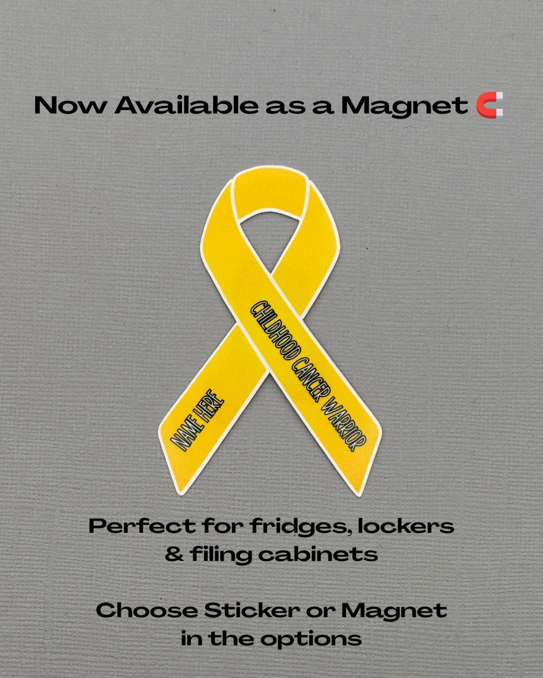 Childhood Cancer Warrior Custom Ribbon Sticker or Magnet
