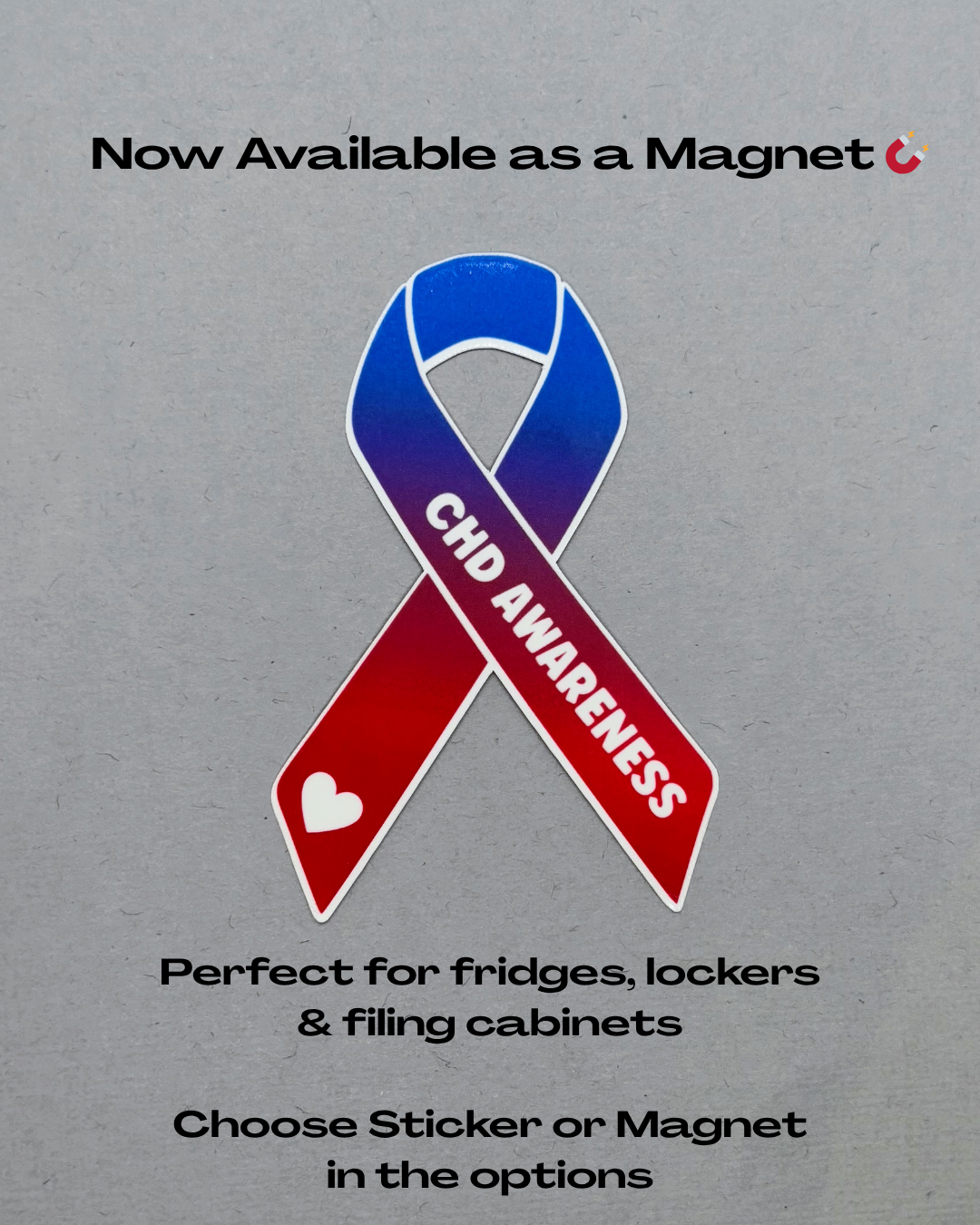 CHD Awareness Ribbon Sticker or Magnet