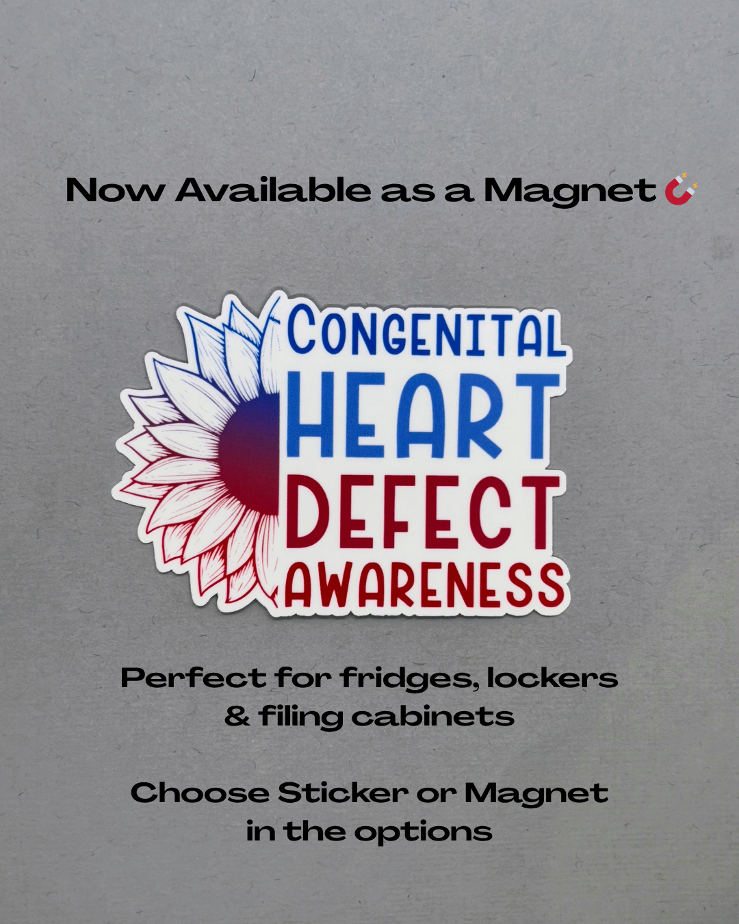 Congenital Heart Defect Awareness Sunflower Sticker or Magnet