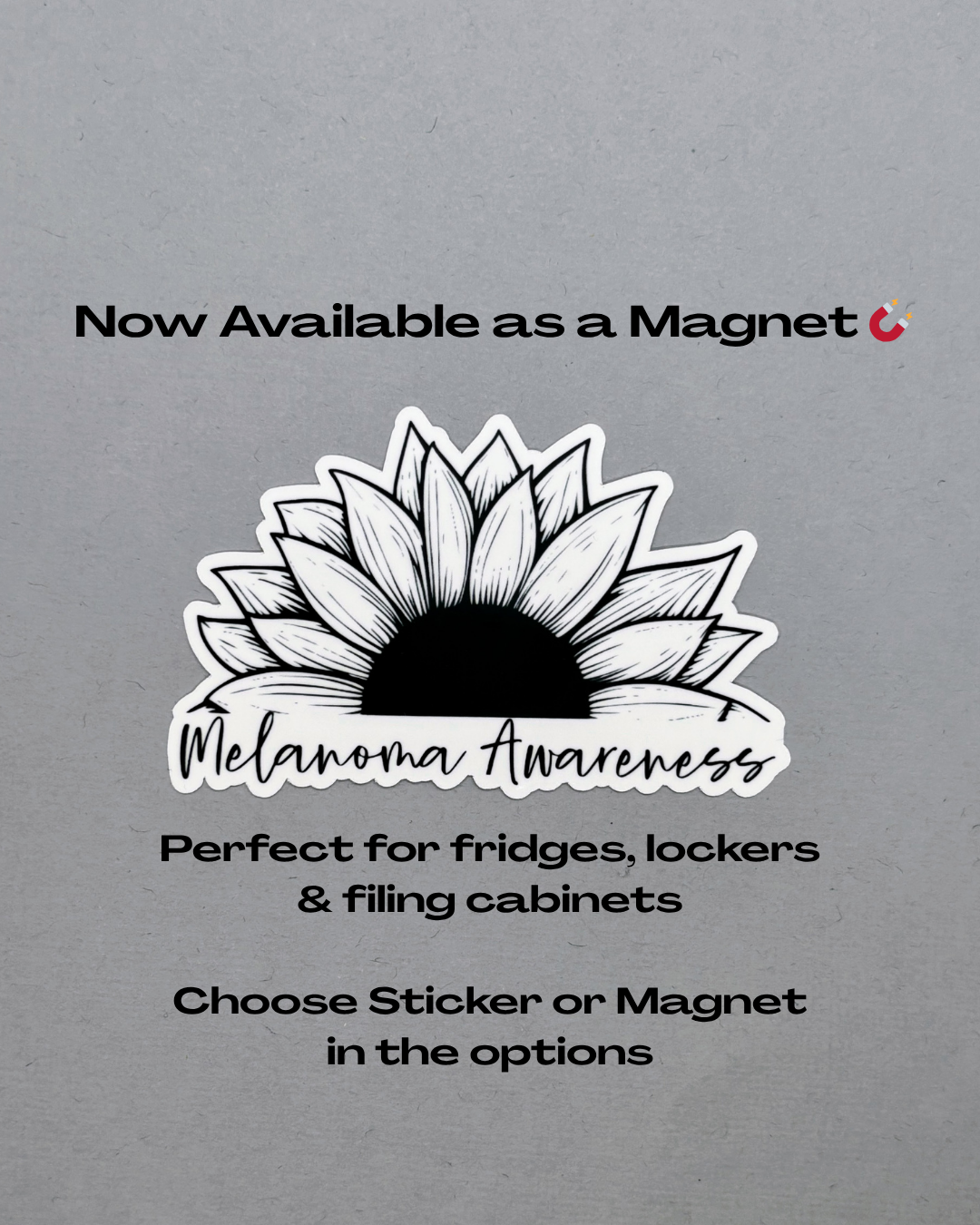 Melanoma Awareness Sunflower Sticker or Magnet