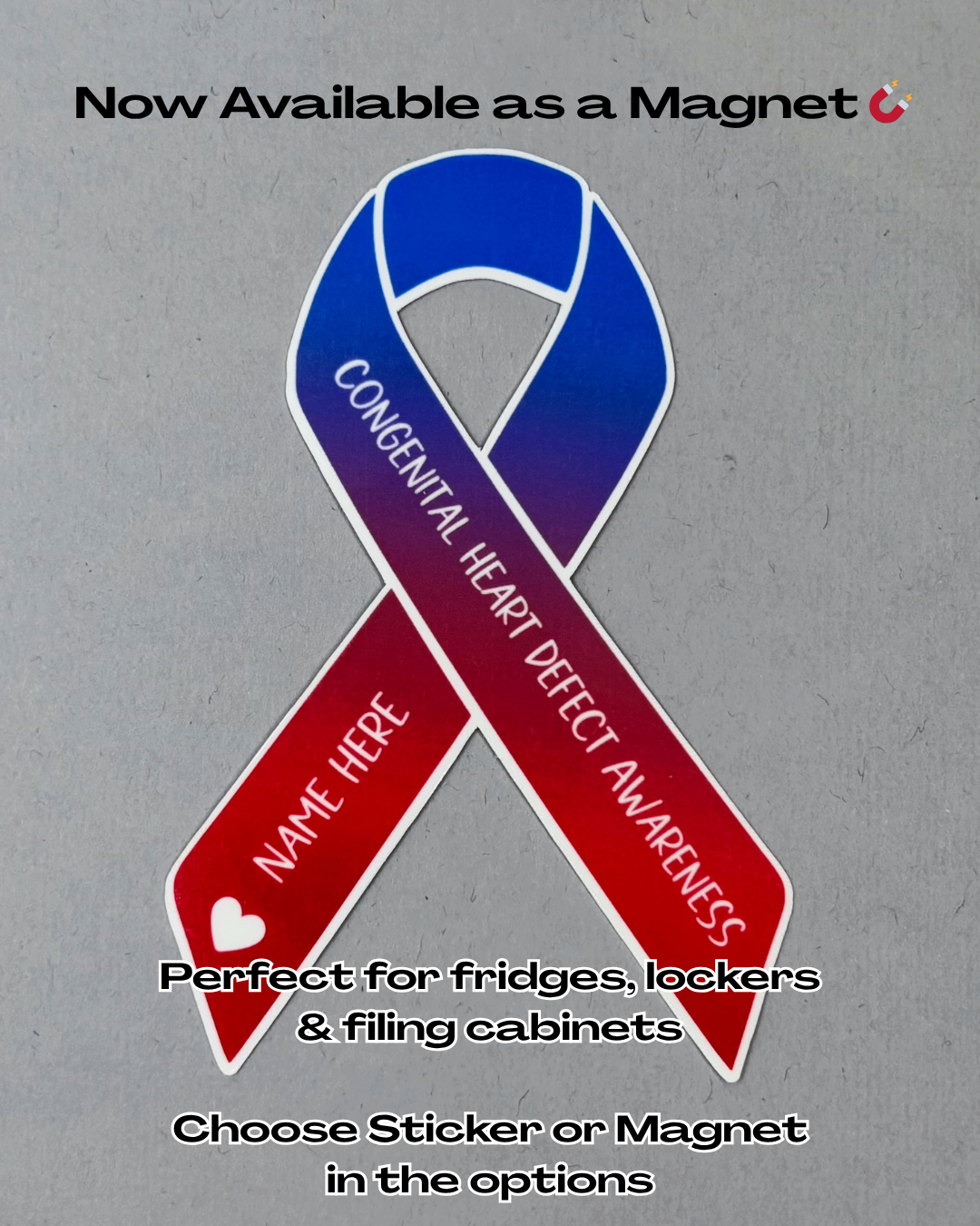 Congenital Heart Defect Awareness Custom Ribbon Sticker or Magnet
