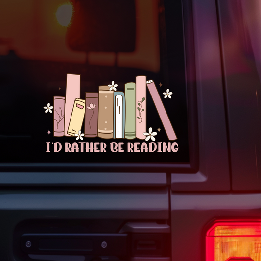 I'd Rather Be Reading Car Decal