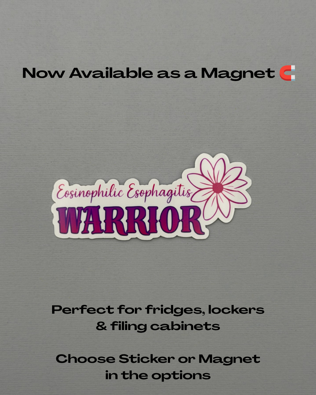 Eosinophilic Esophagitis Warrior Flower Sticker or Magnet | EoE