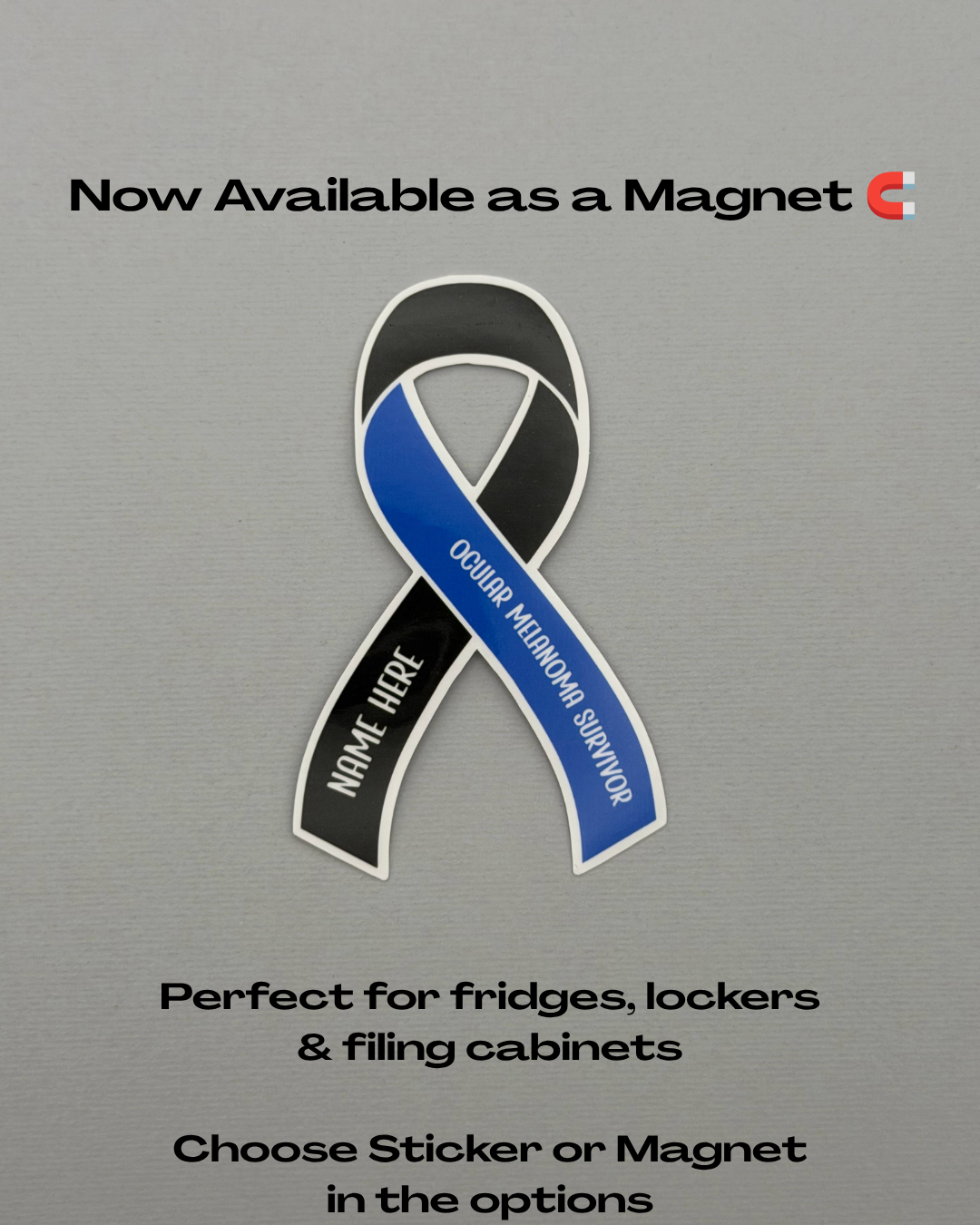 Ocular Melanoma Survivor Custom Ribbon Sticker or Magnet