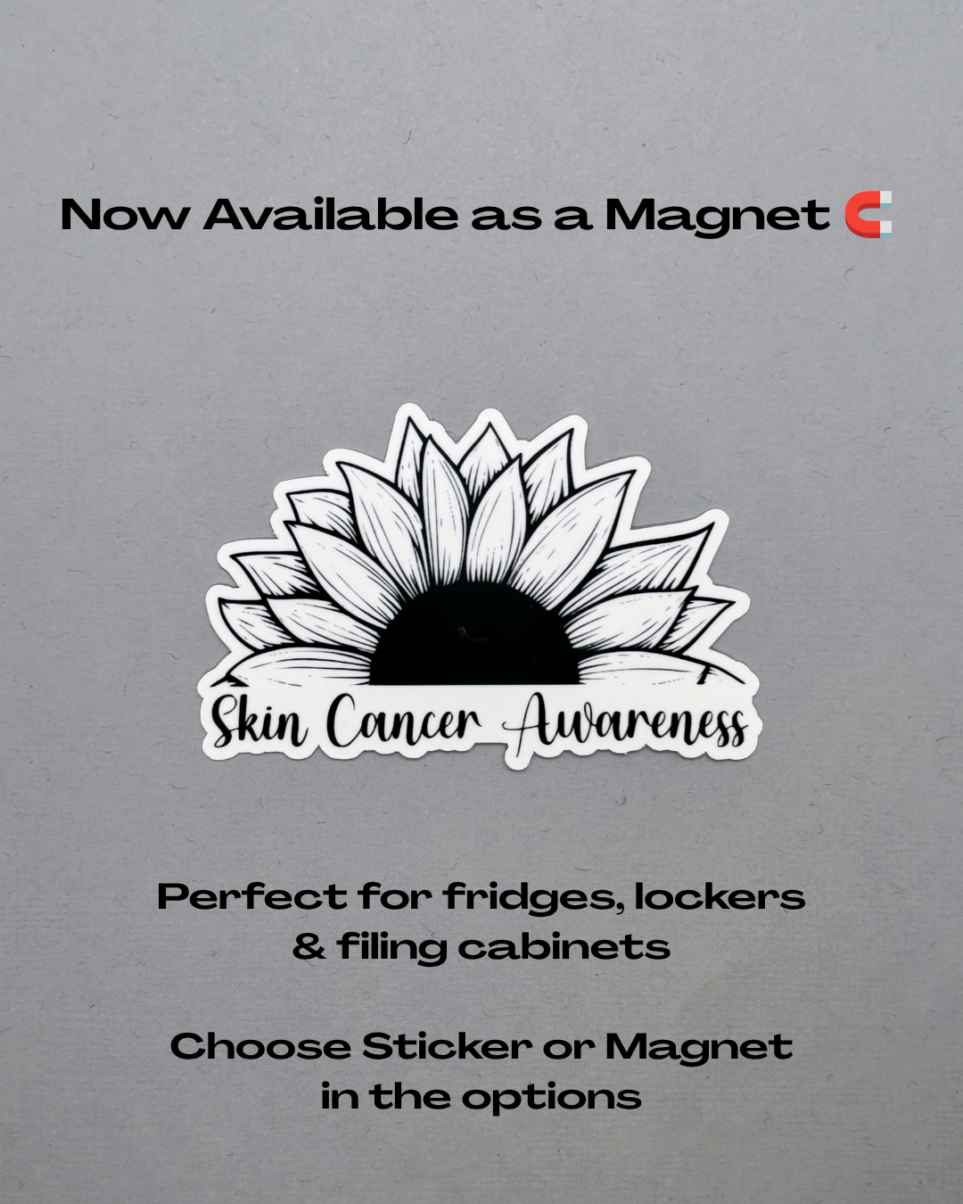 Skin Cancer Awareness Sunflower Sticker or Magnet