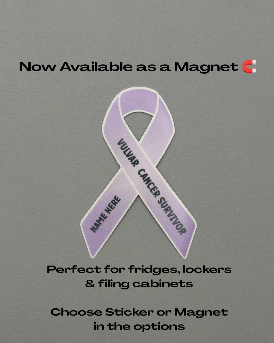 Vulvar Cancer Survivor Custom Ribbon Sticker or Magnet